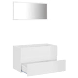 2 Piece Bathroom Furniture Set High Gloss White Engineered Wood - Side View