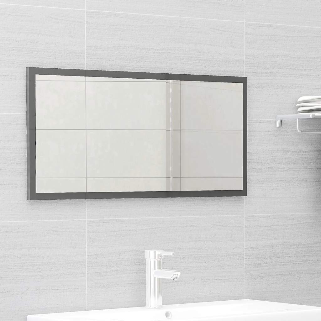 2 Piece Bathroom Furniture Set High Gloss Grey Engineered Wood