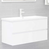 2 Piece Bathroom Furniture Set White Engineered Wood - Extra Image