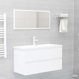 2 Piece Bathroom Furniture Set White Engineered Wood