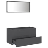 2 Piece Bathroom Furniture Set Grey Engineered Wood - Side View