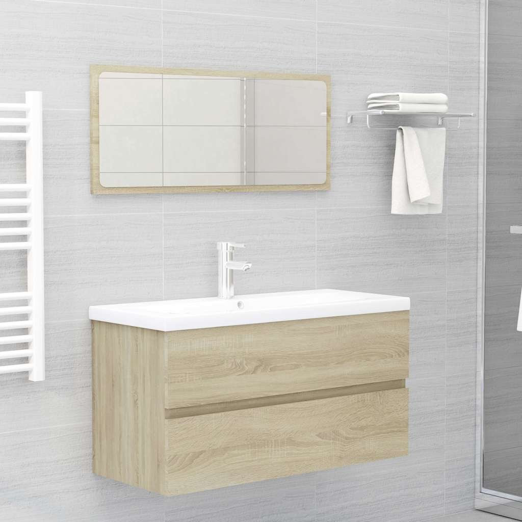2 Piece Bathroom Furniture Set Sonoma Oak Engineered Wood