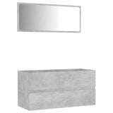2 Piece Bathroom Furniture Set Concrete Grey Engineered Wood - Front View