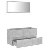 2 Piece Bathroom Furniture Set Concrete Grey Engineered Wood - Side View