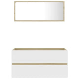 2 Piece Bathroom Furniture Set White and Sonoma Oak Engineered Wood - Top-Down View