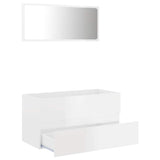 2 Piece Bathroom Furniture Set High Gloss White Engineered Wood - Side View