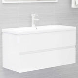 2 Piece Bathroom Furniture Set High Gloss White Engineered Wood - Extra Image