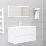 2 Piece Bathroom Furniture Set High Gloss White Engineered Wood