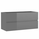 2 Piece Bathroom Furniture Set High Gloss Grey Engineered Wood - Extra Image