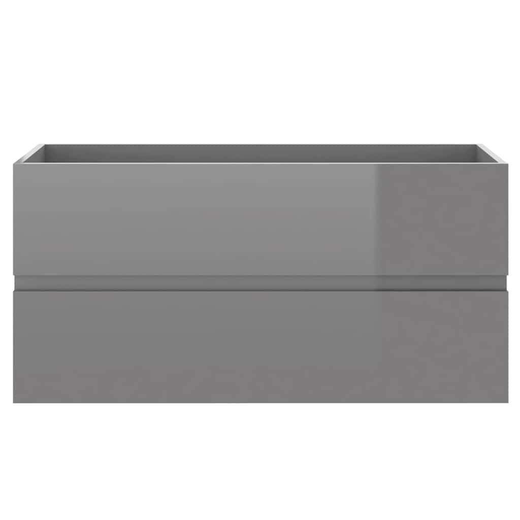 2 Piece Bathroom Furniture Set High Gloss Grey Engineered Wood