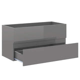 2 Piece Bathroom Furniture Set High Gloss Grey Engineered Wood - Extra Image