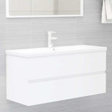 2 Piece Bathroom Furniture Set White Engineered Wood - Extra Image
