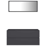 2 Piece Bathroom Furniture Set Grey Engineered Wood - Top-Down View