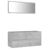 2 Piece Bathroom Furniture Set Concrete Grey Engineered Wood - Front View
