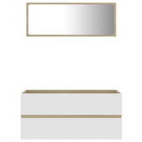 2 Piece Bathroom Furniture Set White and Sonoma Oak Engineered Wood - Top-Down View