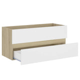 2 Piece Bathroom Furniture Set White and Sonoma Oak Engineered Wood - Extra Image