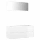 2 Piece Bathroom Furniture Set High Gloss White Engineered Wood - Front View