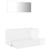 2 Piece Bathroom Furniture Set High Gloss White Engineered Wood - Side View