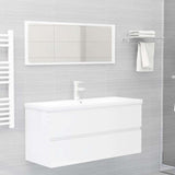 2 Piece Bathroom Furniture Set High Gloss White Engineered Wood
