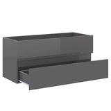 2 Piece Bathroom Furniture Set High Gloss Grey Engineered Wood - Extra Image