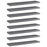 Bookshelf Boards 8 pcs High Gloss Grey 40x10x1.5 cm Engineered Wood