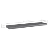 Bookshelf Boards 8 pcs High Gloss Grey 40x10x1.5 cm Engineered Wood - 45-Degree Angle