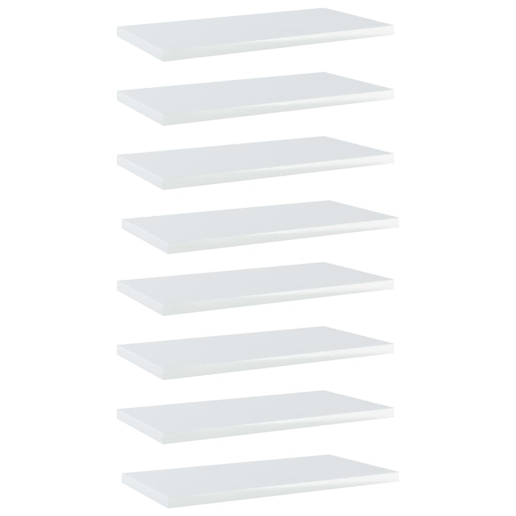 Bookshelf Boards 8 pcs High Gloss White 40x20x1.5 cm Engineered Wood