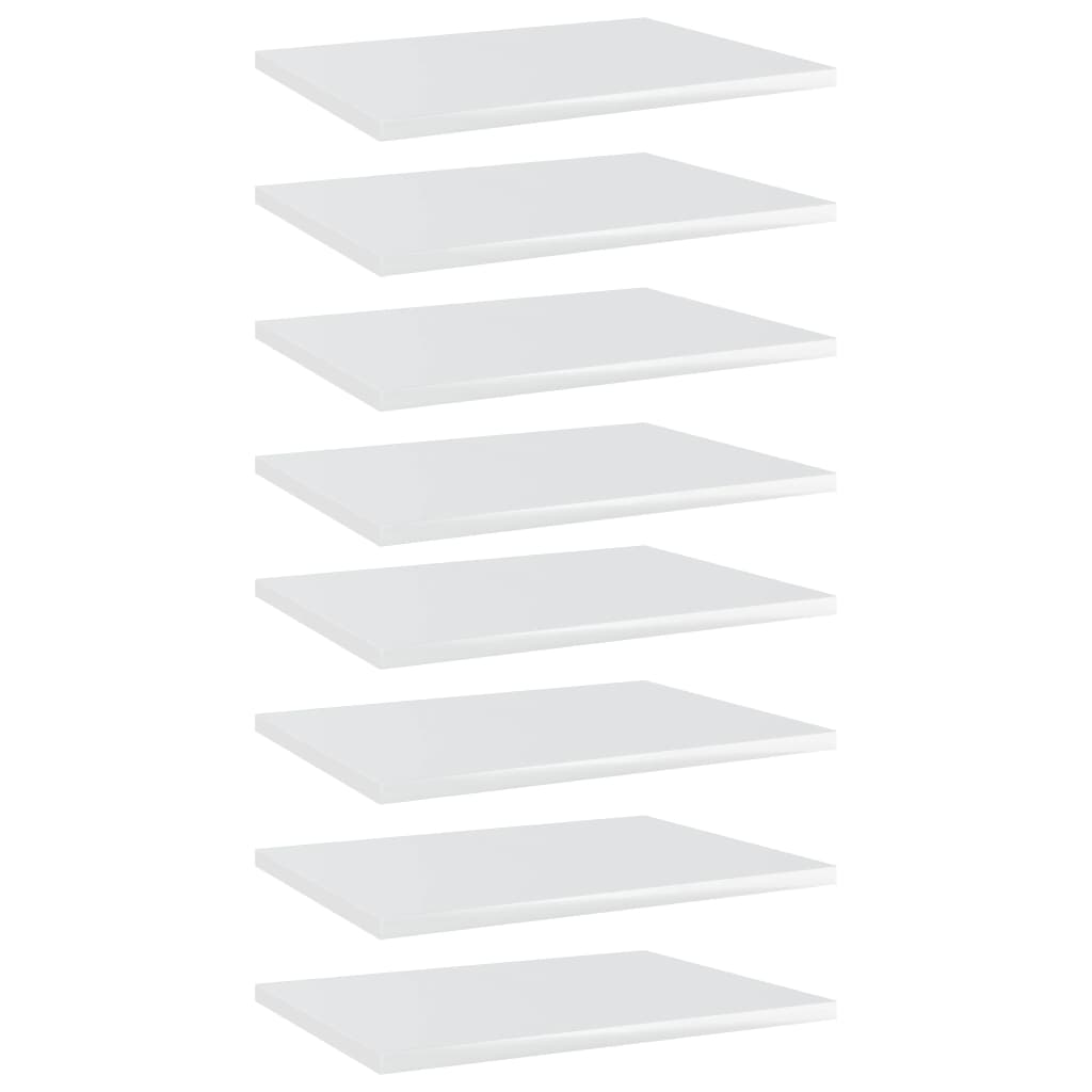 Bookshelf Boards 8 pcs High Gloss White 40x30x1.5 cm Engineered Wood