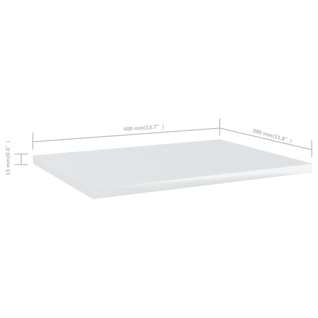 Bookshelf Boards 8 pcs High Gloss White 40x30x1.5 cm Engineered Wood