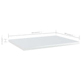 Bookshelf Boards 8 pcs High Gloss White 40x30x1.5 cm Engineered Wood - 45-Degree Angle