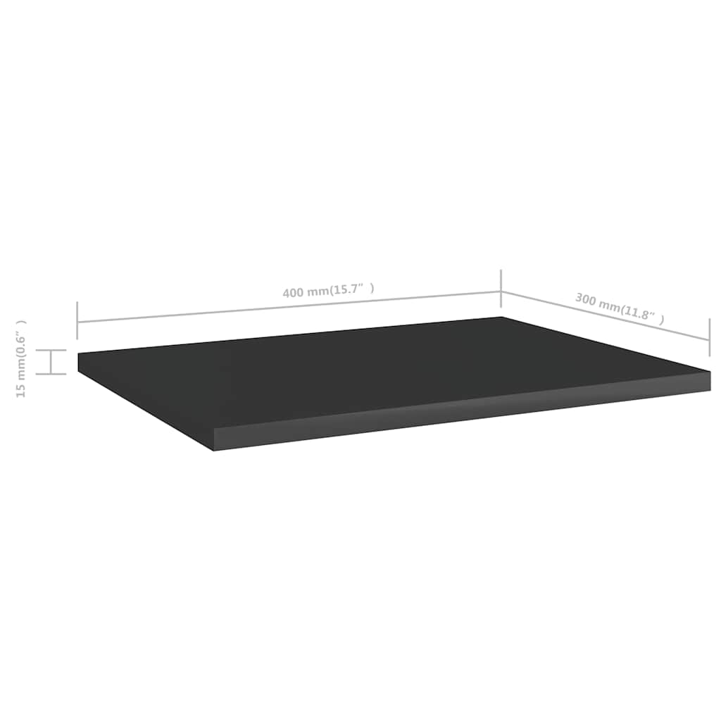 Bookshelf Boards 8 pcs High Gloss Black 40x30x1.5 cm Engineered Wood