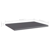 Bookshelf Boards 4 pcs High Gloss Grey 40x30x1.5 cm Engineered Wood - 45-Degree Angle