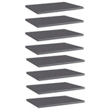 Bookshelf Boards 8 pcs High Gloss Grey 40x30x1.5 cm Engineered Wood