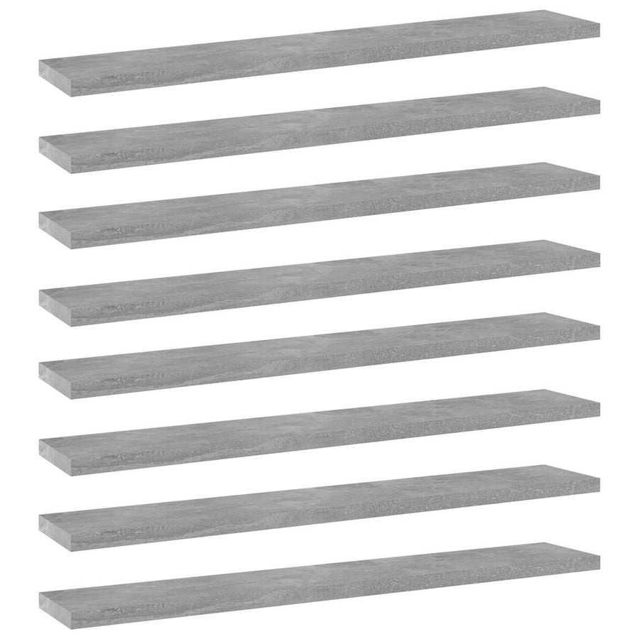 Bookshelf Boards 8 pcs Concrete Grey 60x10x1.5 cm