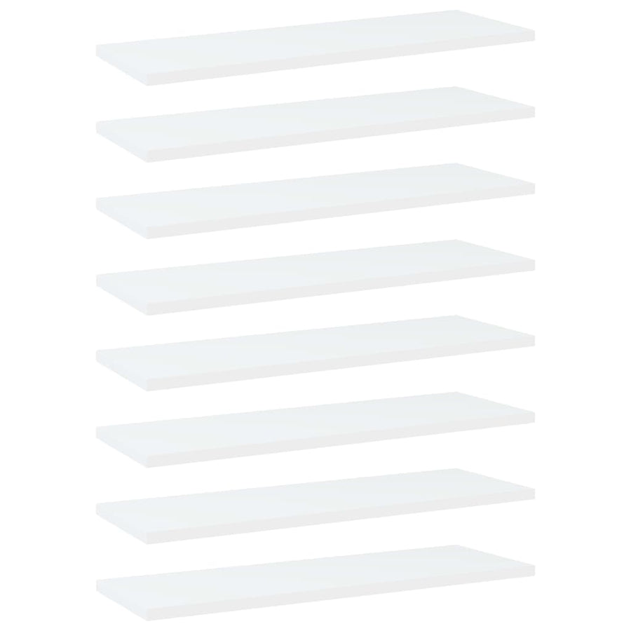 Bookshelf Boards 8 pcs White 60x20x1.5 cm Engineered Wood