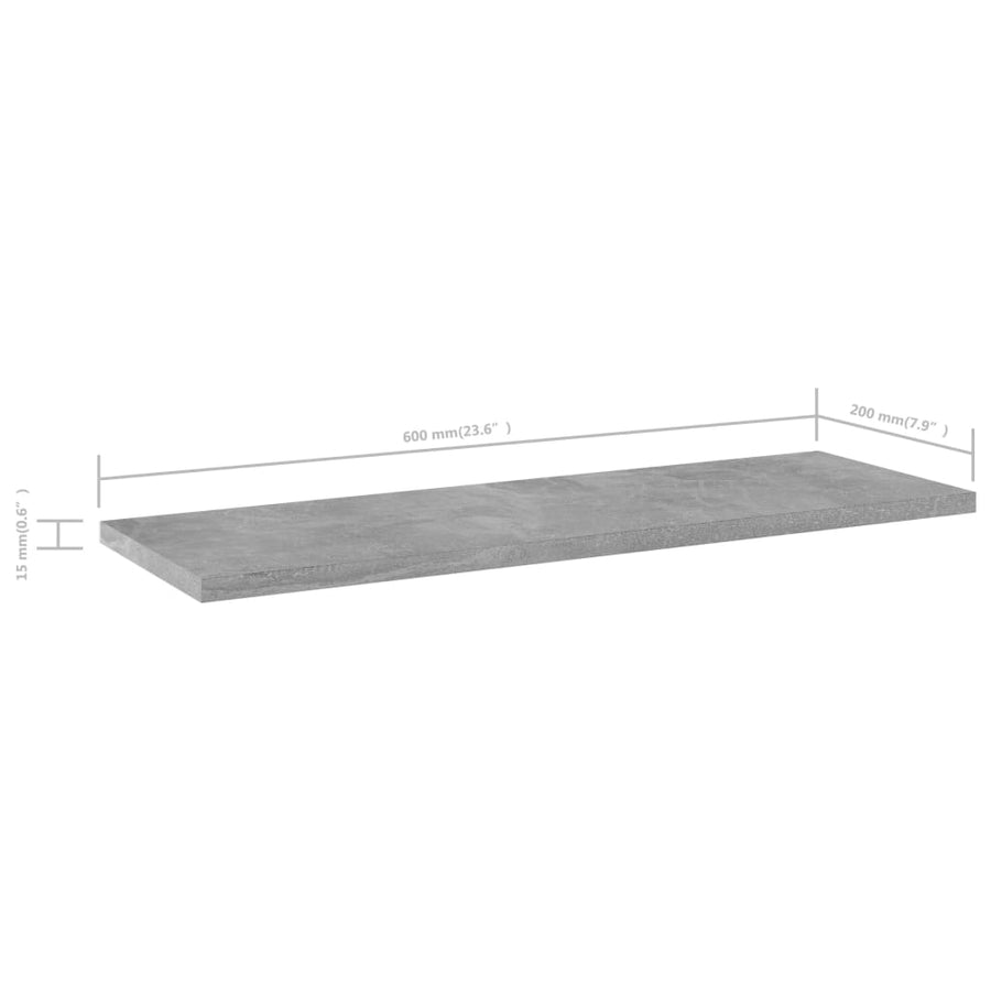 Bookshelf Boards 4 pcs Concrete Grey 60x20x1.5 cm