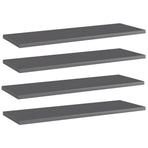 Bookshelf Boards 4 pcs High Gloss Grey 60x20x1.5 cm Engineered Wood