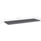Bookshelf Boards 8 pcs High Gloss Grey 60x20x1.5 cm Engineered Wood - 45-Degree Angle