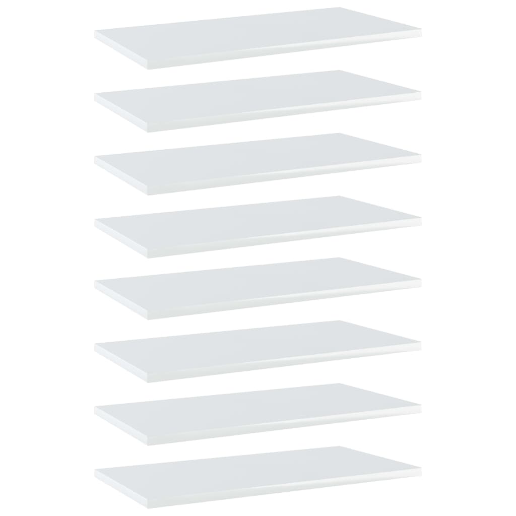 Bookshelf Boards 8 pcs High Gloss White 60x30x1.5 cm Engineered Wood