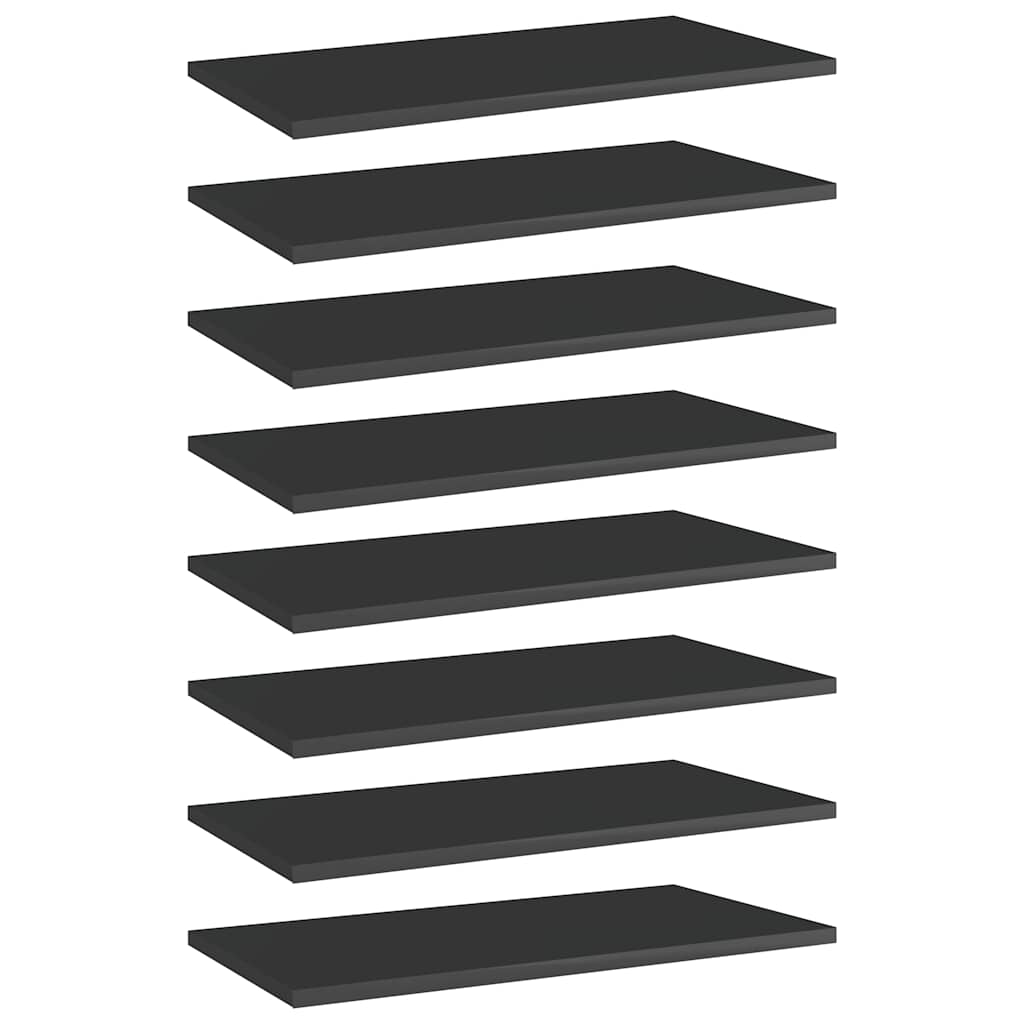 Bookshelf Boards 8 pcs High Gloss Black 60x30x1.5 cm Engineered Wood
