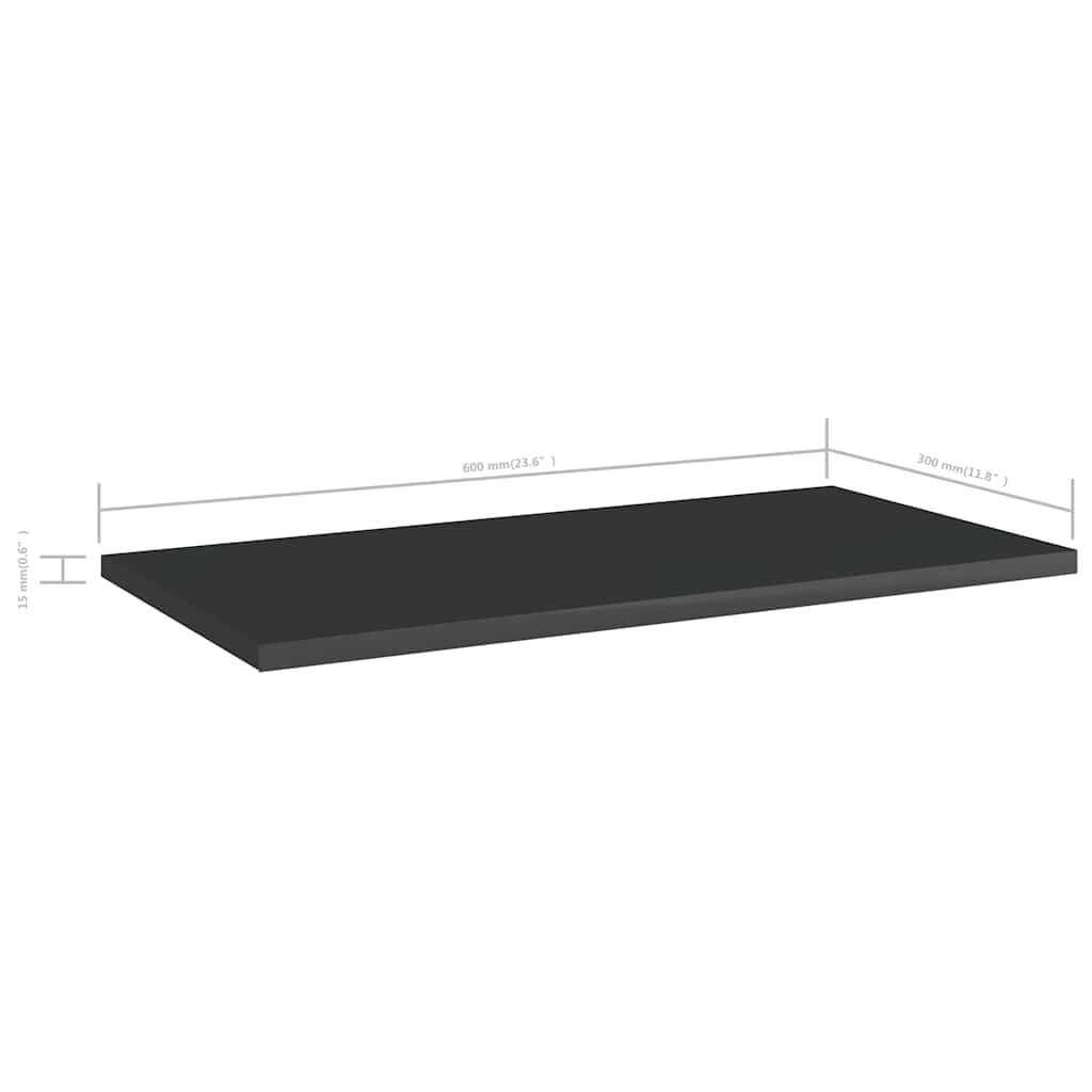 Bookshelf Boards 8 pcs High Gloss Black 60x30x1.5 cm Engineered Wood