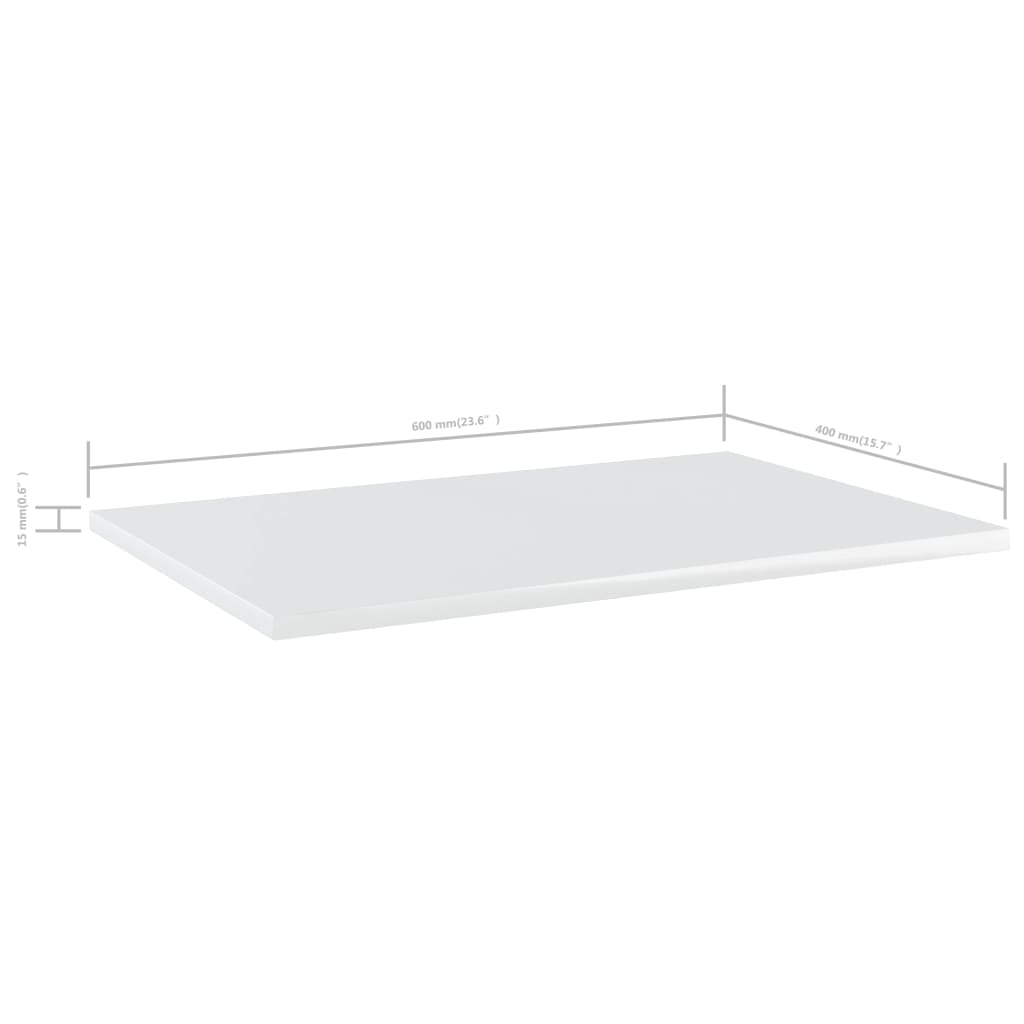 Bookshelf Boards 8 pcs High Gloss White 60x40x1.5 cm Engineered Wood