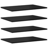 Bookshelf Boards 4 pcs High Gloss Black 60x40x1.5 cm Engineered Wood - Front View
