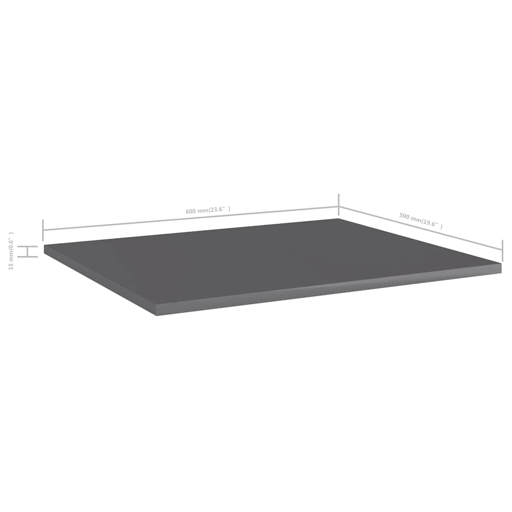 Bookshelf Boards 4 pcs High Gloss Grey 60x50x1.5 cm Engineered Wood
