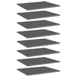 Bookshelf Boards 8 pcs High Gloss Grey 60x50x1.5 cm Engineered Wood