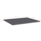 Bookshelf Boards 8 pcs High Gloss Grey 60x50x1.5 cm Engineered Wood - 45-Degree Angle