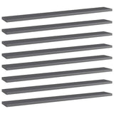 Bookshelf Boards 8 pcs High Gloss Grey 80x10x1.5 cm Engineered Wood