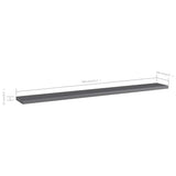 Bookshelf Boards 8 pcs High Gloss Grey 80x10x1.5 cm Engineered Wood - 45-Degree Angle