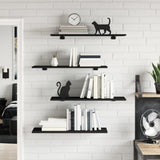 Bookshelf Boards 4 pcs Black 80x30x1.5 cm Engineered Wood - Side View