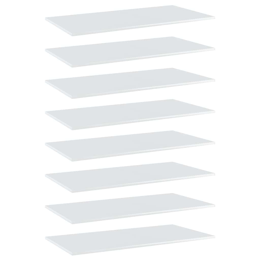 Bookshelf Boards 8 pcs High Gloss White 80x30x1.5 cm Engineered Wood